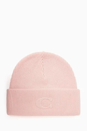 C-embossed Beanie in Wool-blend