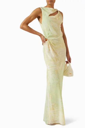 Citterio Beaded Full-Length Gown in Silk-Viscose