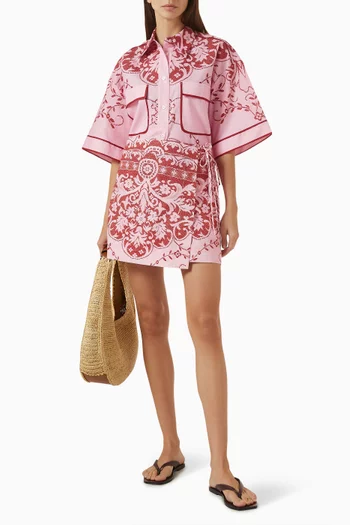 May Wrap Mini Skirt in Cotton & Linen