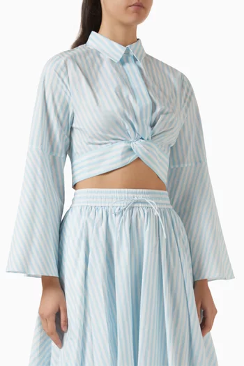 بلوزة ميز قصيرة قطن بوبلين