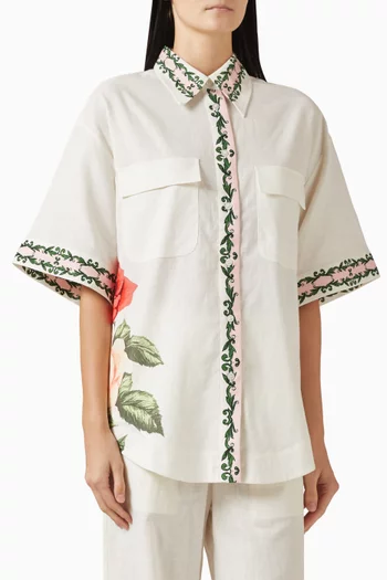 قميص ريمي مزين بنقشة