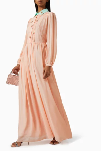 Embellished Pleated Maxi Dress