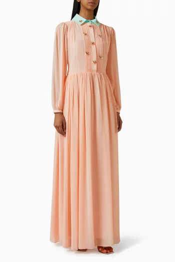 Embellished Pleated Maxi Dress