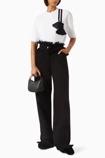 Floral-applique T-shirt in Cotton