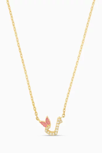 Arabic Letter 'Lam' Diamond Necklace in 18kt Gold