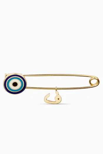Arabic Letter 'Faa' Enamel Eye Baby Pin in 18kt Gold