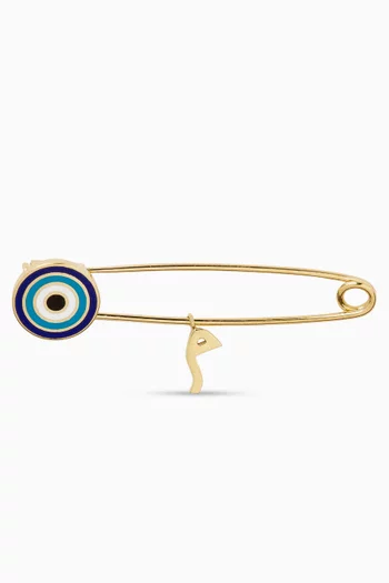 Arabic Letter 'Meem' Enamel Eye Baby Pin in 18kt Gold