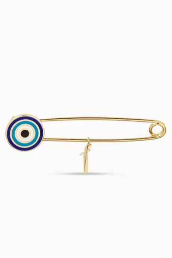 Arabic Letter 'Alef' Enamel Eye Baby Pin in 18kt Gold