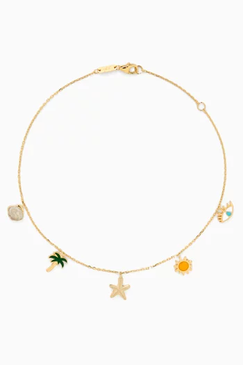 Ya Ein Summer Charms Enamel Anklet in 18kt Yellow Gold