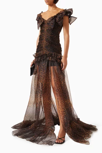 Leopard-print Gown in Organza
