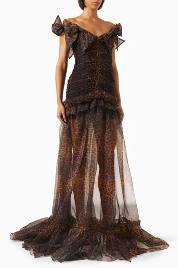 Leopard-print Gown in Organza