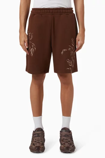 Forest Embroidered Shorts in Cotton-jersey