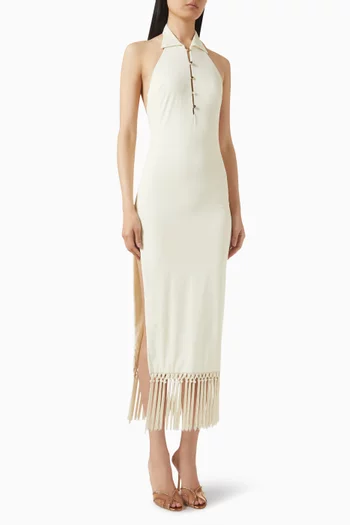 Tropicana Midi Fringed Dress in Jersey