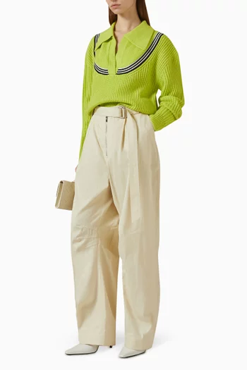 Popover Polo Sweater in Ribbed-knit