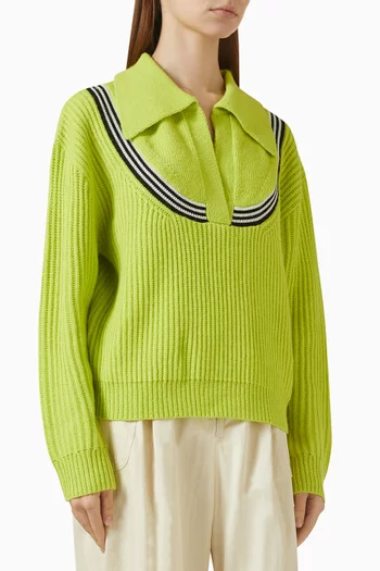 Popover Polo Sweater in Ribbed-knit