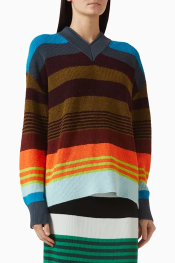 Striped V-neck Sweater