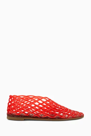 Jelly Fishnet Ballet Flats in Rubber