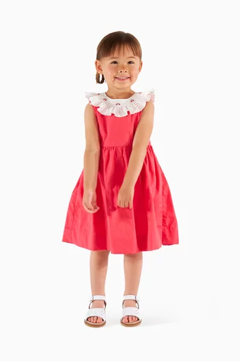 فستان فوستين بكشكش قطن