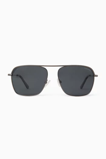 Victor Aviator Polarized Sunglasses in Stainless Steel