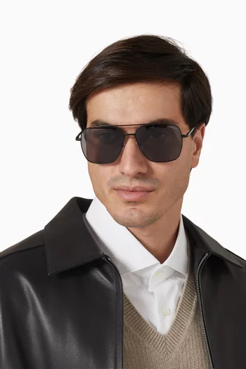 Harry Aviator Polarized Sunglasses in Matte Steel