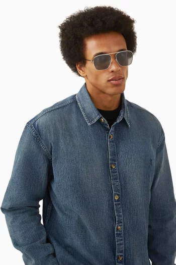 Victor Aviator Polarized Sunglasses in Stainless Steel