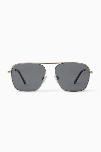 Victor Aviator Polarized Sunglasses in Stainless Steel