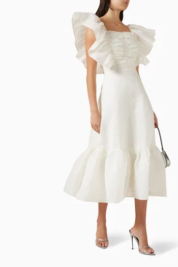 فستان بكشكش وأكمام واسعة بتصميم فراشة