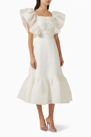 فستان بكشكش وأكمام واسعة بتصميم فراشة