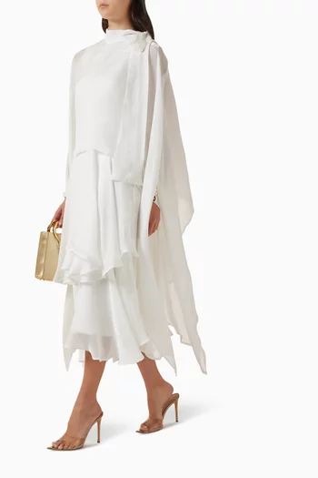 فستان متوسط الطول بأكمام كاب