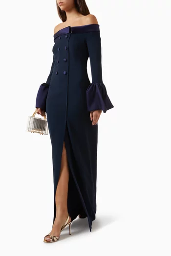 فستان سهرة بأكتاف مكشوفة كريب