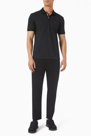 تي شيرت بولو مزين بنقشة قطن بيكيه