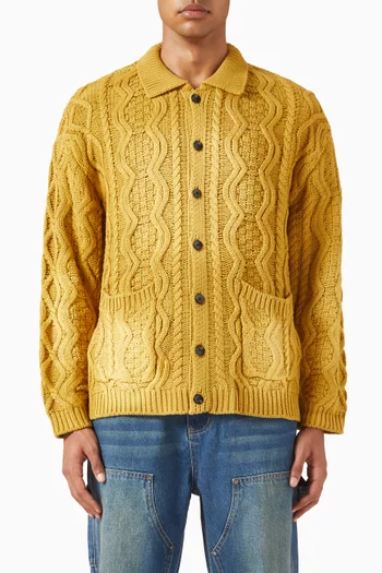 Parsian Cable Knit Cardigan in Cotton Blend