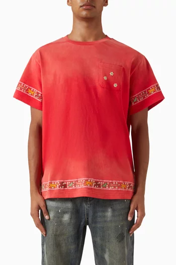 Horse Embroidered T-shirt in Cotton French Terry