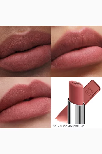 N01 Nude Mousseline Le Rouge Velvet Matte Long-Lasting & Plumping Lipstick, 2.3g