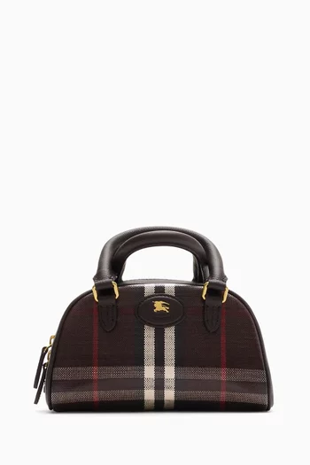 Mini Highlands Bowling Bag​ in Check Canvas & Leather