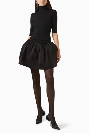 فستان قصير بتنورة منفوخة مزيج قطن