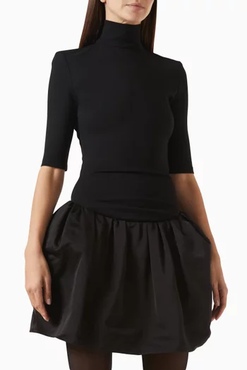 فستان قصير بتنورة منفوخة مزيج قطن