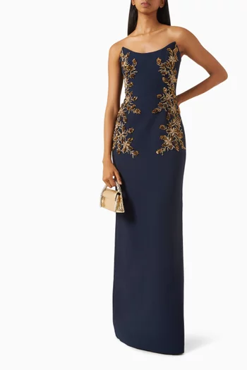 Orla Floral-appliqué Gown in Crepe