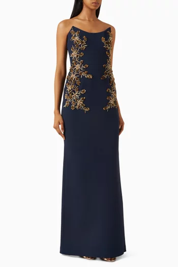 Orla Floral-appliqué Gown in Crepe