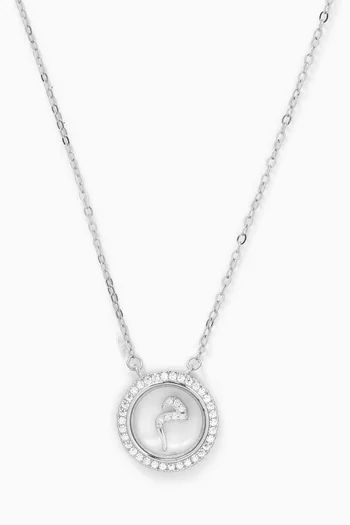 Arabic Letter "M" Pendant Necklace in Sterling Silver