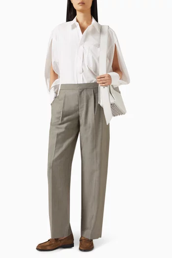 Slashed-sleeve Shirt in Cotton