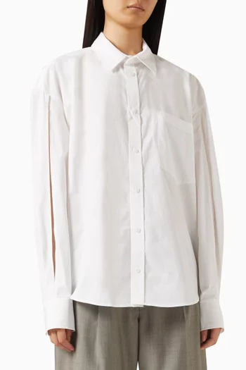 Slashed-sleeve Shirt in Cotton