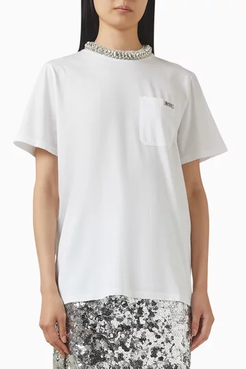 Rhinestone-embellished T-shirt in Jersey