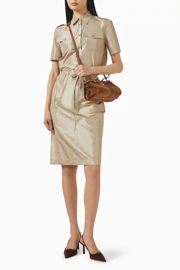 Point-collar Shirt in Silk Taffeta