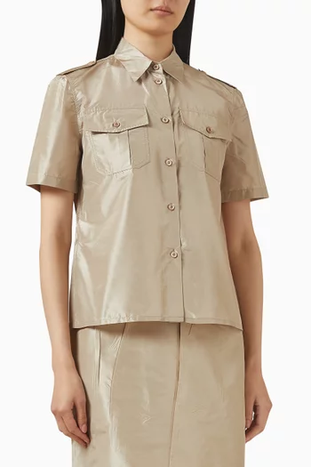 Point-collar Shirt in Silk Taffeta