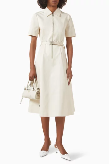 Zip Belted Chino Shirt Dress