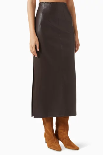High-rise Curve Skirt in Faux Leather