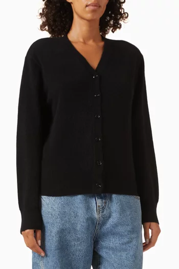Padded-shoulder Cardigan in Cashmere