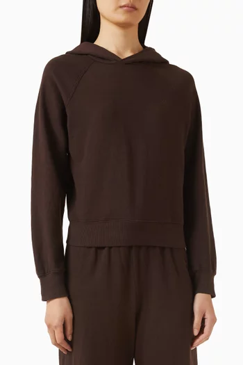 سويت شيرت بغطاء رأس بقصة قصيرة قطن