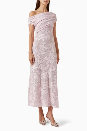 Rhinestone Lace Midi Dress